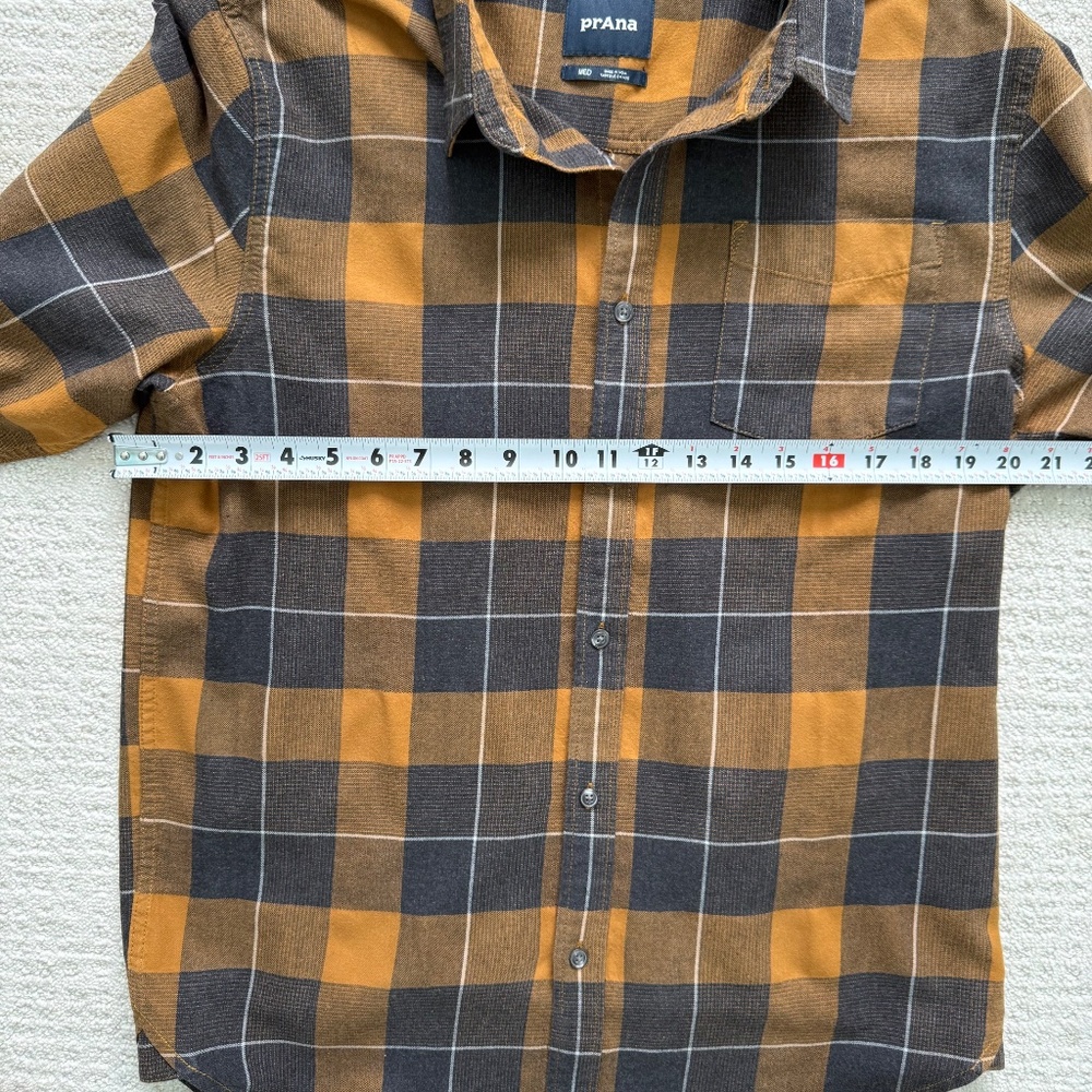 PRANA | Men's Organic Cotton Gray Flannel Plaid Shirt Sz M - Picture 4 of 8